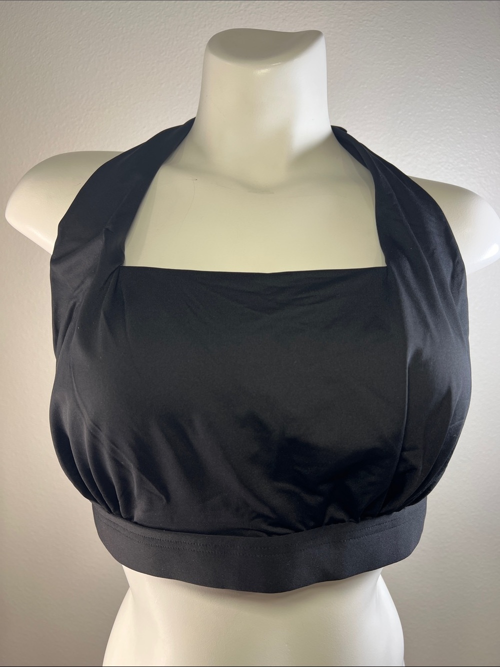 Lands' End Black Lycra Halter Swim Bralette Top Size 1X 16W-18W